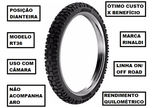 Pneu Rinaldi Dianteiro 90/90-21 Rt36 Honda Nx 350 Sahara