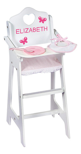 Silla Alta Para Muñeca Con Plato, Babero Y Cuchara