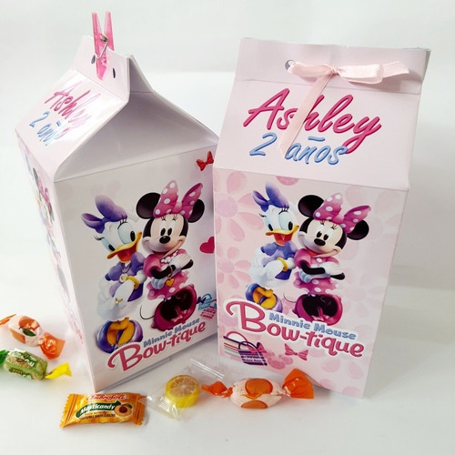 Pack Cajitas Tipo Milk  Minnie, Inclye 10 Cajas