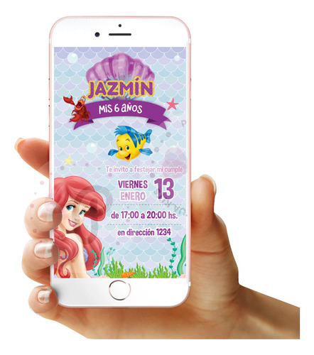 Invitacion Digital O Imprimible Sirenita Princesa Ariel 
