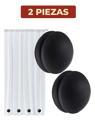 Cortina De Baño Peso Magnético Añadido Libre De Movimiento Color Negro Liso