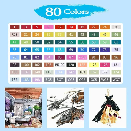 80 Colors Double Punta Pincel Plumon
