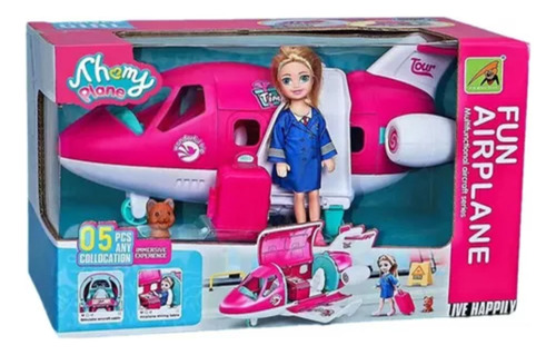 Juego De Avion De Muñeca De Niña De Viaje Divertido Color Rosa