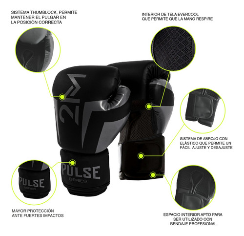 Guantes Boxeo 16 Oz Velcro Kick Importado Box Profesional