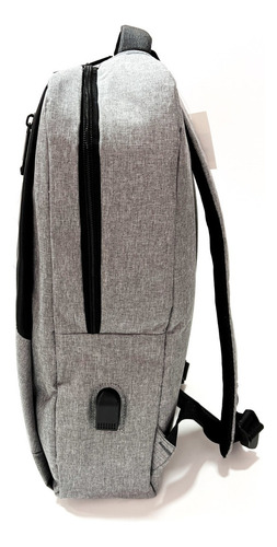 Mochila Hombre Mujer Escolar Notebook Usb Mod09 - Impacto Color Gris