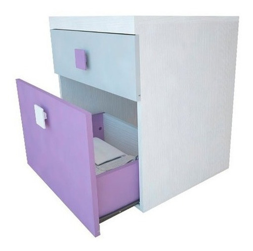 Mesa De Luz 2 Cajones Nature Infantil Mesita Melamina