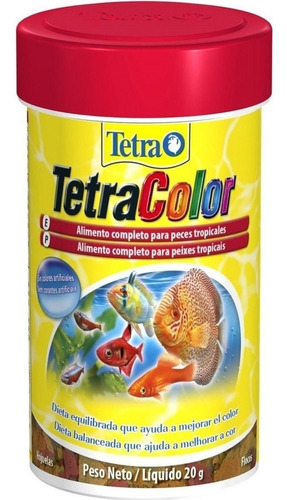 Ração Tetra Color Flakes 20g Peixes Tropicais Cavernapet