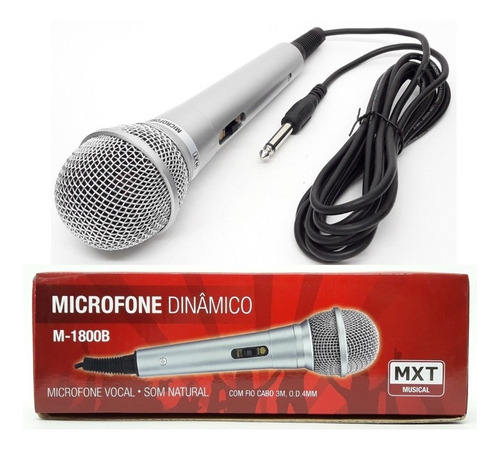 Microfone MXT Mod M1800s dinâmico cardioide prateado