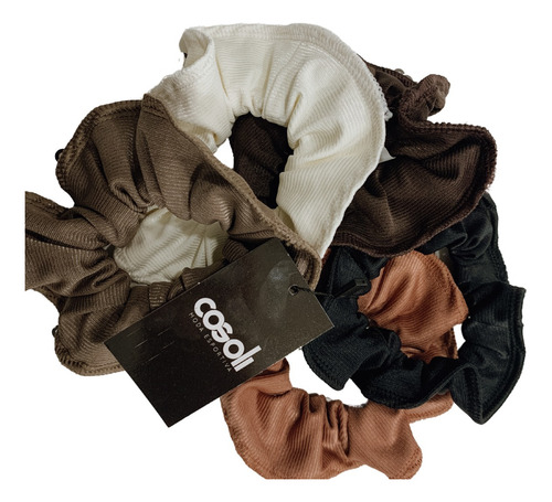 Kit Scrunchie Xuxinha Lacinho De Cabelo Canelada Antifrizz Cor Variada Canelado