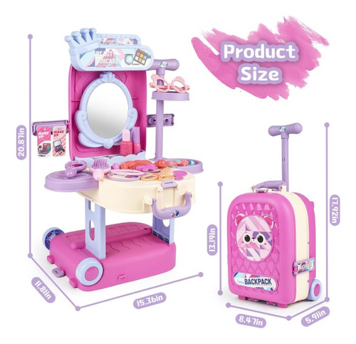 Juego De Mesa Maquillaje 2 En 1 Para Niños Y Niñas Y Maleta
