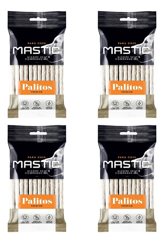 Kit 4 Pct Palito Ossinho Cães Sabor Natural Mastig C/ 10 Un
