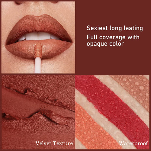 Juego De 6 Lápices Labiales Líquidos Mate, Kit De Maquillaje