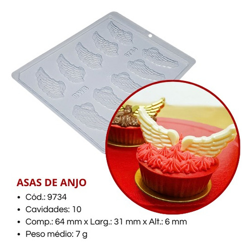Kit 3 Forma Asas De Anjo Simples Sem Silicone C.9734 Bwb