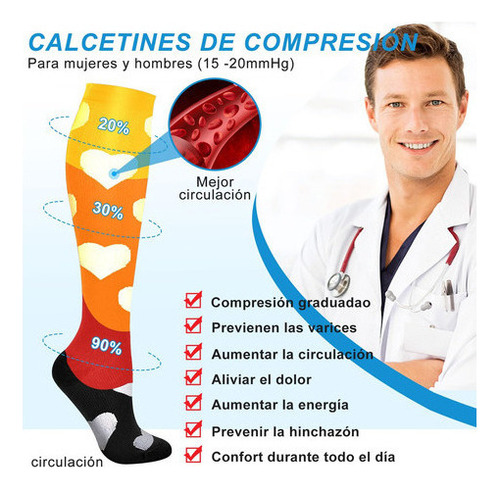 No 3 Pares Medias De Compresión Para Varices, Senderismo