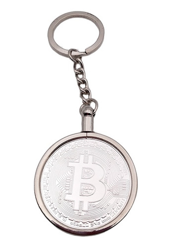 Moneda Llavero Con Capsula Bitcoin Colección  De Color Plata