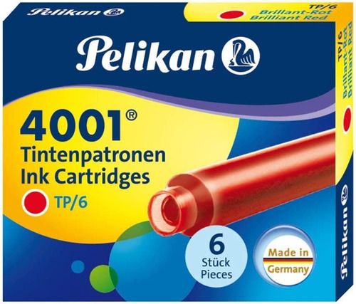 Pelikan 4001 Tp/6 Ink Cartridges For Fountain Pens, Brillian