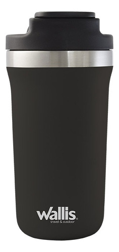 Termo Wallis De Acero Inoxidable Con Tapa Rosca, 470 Ml Color Negro