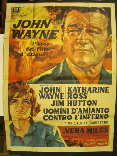 Afiches De Cine- Vertise De Fuego-cartel Italiano-john Wyne