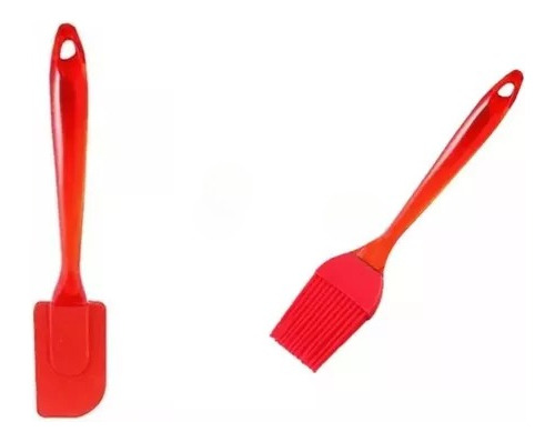 Set Utensilios Pincel + Espatula Chica  Silicona Cocina 