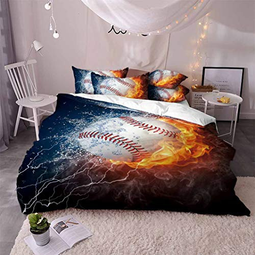 Enfriar Serie De Béisbol 3d Juego De Cama Edredón Con...