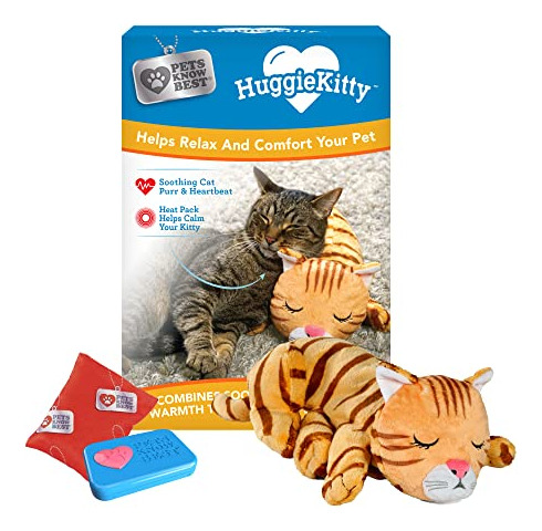 Huggiekitty Cuddly Cat Toy, Soothing Sound & Warmth Hel...