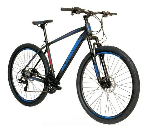 Mountain bike Alfameq Nacional Tirreno aro 29 19" 27v freios de disco hidráulico cor preto/azul/vermelho