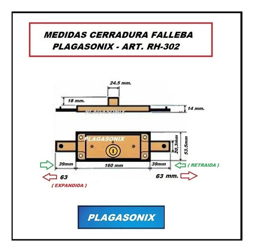 Imagen 2 de 10 de Cerradura Falleba Cortina Persiana Metalica Comercio Rh-302