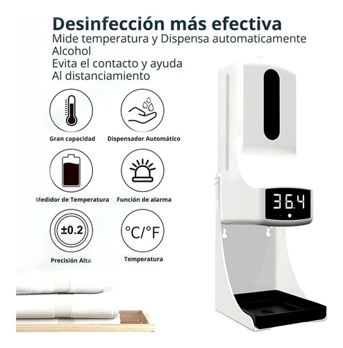 Termómetro-dispensador De Alcohol Gel Automático K9