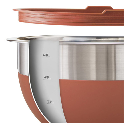 Juego De Bowls 10 Pzas Acero Inox Silicon Rosa Tramontina