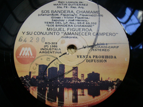 Miguel Figueroa / Sos Bandera Chamame - Simple Vinilo Promo