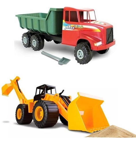 Kit Trator Escavadeira Caminhão Basculante Grande Brinquedo