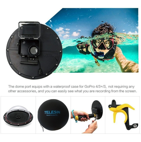 Dome Telesin 6 Para Gopro Hero 4 Black Silver 3 3+ Sj6 Sj7