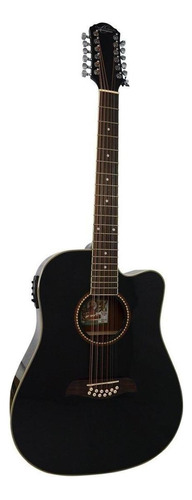 Guitarra acústica Oscar Schmidt OD312CE para diestros black brillante
