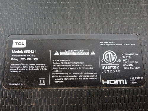 Tarjeta T-con Tcl 65s421 (st6451d01-1-c-4) (*359 (Usado)