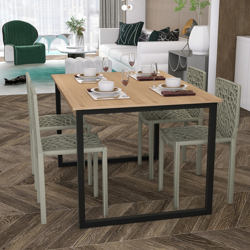 Conjunto Mesa Jantar 120x90 + 4 Cadeiras Gruvyer Design Clás