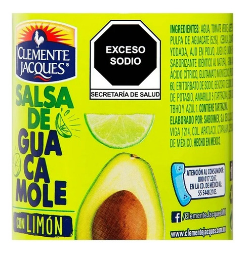 Salsa Clemente Jacques De Guacamole Con Limón 355 G