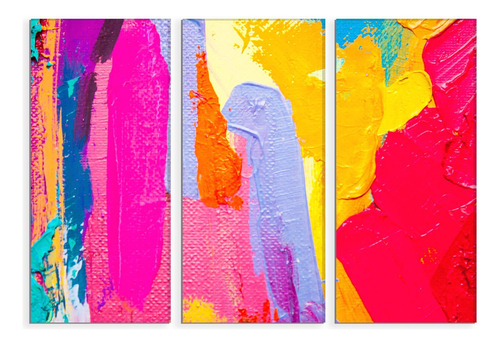 Set De 3 Cuadros Pintura Abstracta 90x130cm