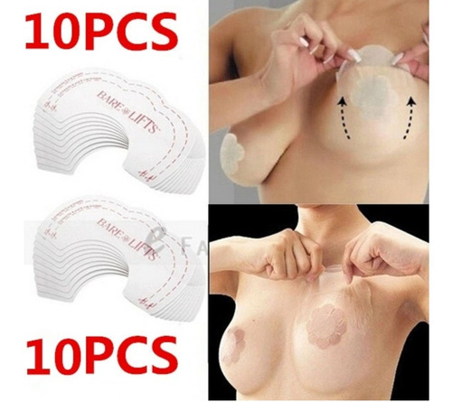 Imagen 3 de 10 de Combo X10 Corpiño Adhesivo Transparente Nube + 10 Pezoneras