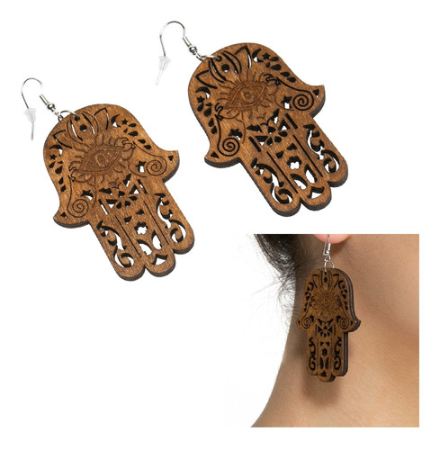 Aretes Mujer Primavera Jamsa Madera Chocolate