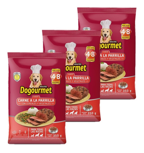 Alimento Para Perros Dogourmet Adultos 350 Gr X3 Uds