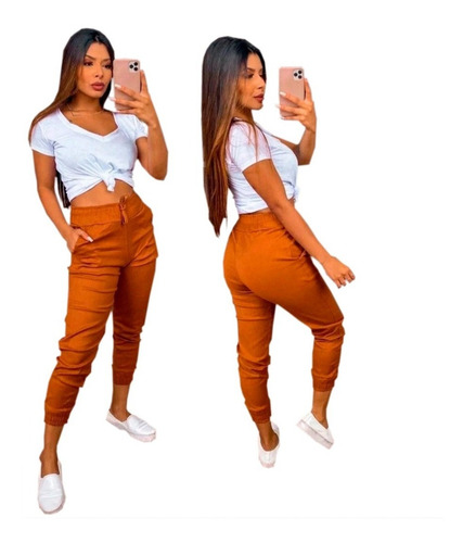 Calça Jogger Feminina Bomber Bengaline Com Elastico E Bolso