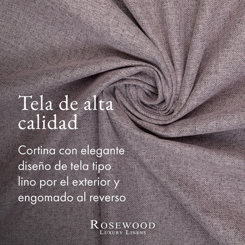 Cortina 100% Blackout 240x132 Engomada X2 Rosewood Tipo Lino Color Rosado