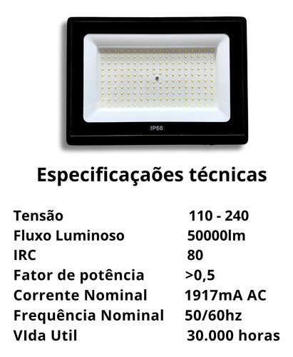 Kit 10 Refletor Led Holofote 1500w Bivolt Prova D'água Ip66