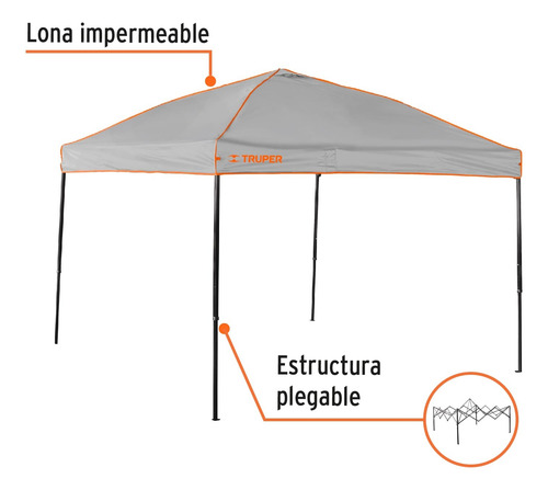 Carpa Toldo Plegable Lona Impermeable Ajustable 3alturas 3x3
