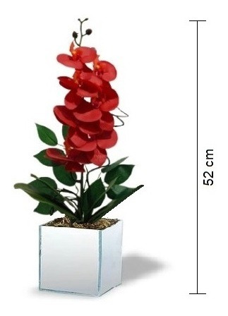 Arranjo De Orquídea Vermelha Com Vaso Espelhado Luxuoso | Parcelamento sem  juros