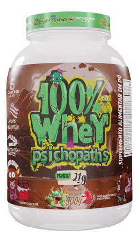 100% Whey Demons Lab Psichopaths 900g Pó Nutricional Sabor Chocolate