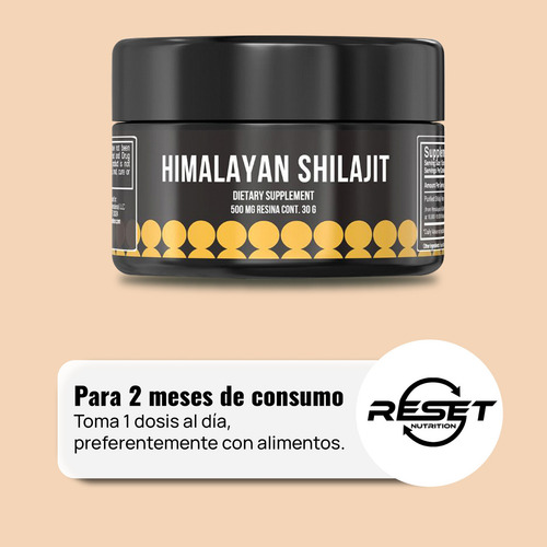 Reset Nutrition Shilajit Himalayan Resin Energía Vitalidad Sabor Sin sabor