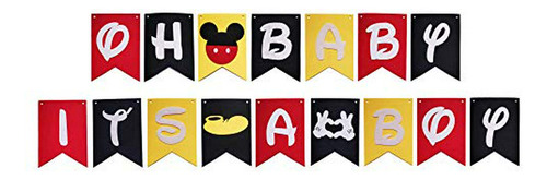 Banner Oh Baby It's A Boy De Mickey Mouse, Decoración Para F