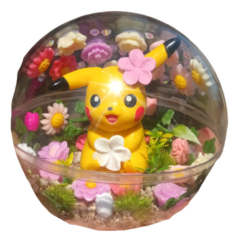 Terrario Pikachu Floral 25 Cm De Circunferencia