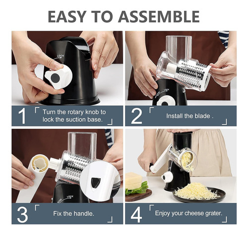Rallador De Queso Manual Con 3 Cuchillas Inoxidable